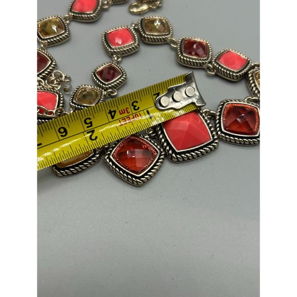 Signed NAPIER Contemporary Necklace Faceted Acrylic Stones Warm Earthy Red Color - Picture 9 of 9